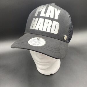 NEW Apana Yoga Play Hard Cap‎ Hat Snapback Trucker NWT Black Fitness